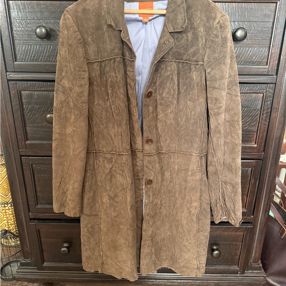 Elegant Brown Suede Leather Jacket
